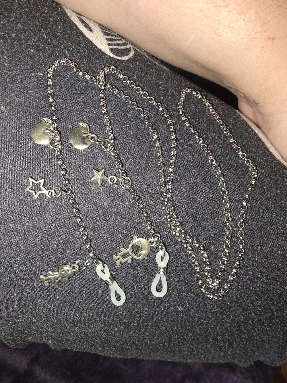 Silver Star & Charm Eyeglass Chain - Silver